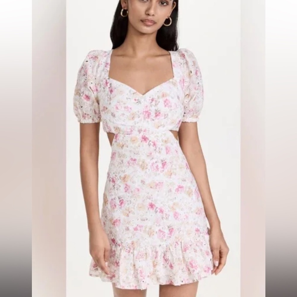 Astr Pink and Cream Floral Midi Dress
